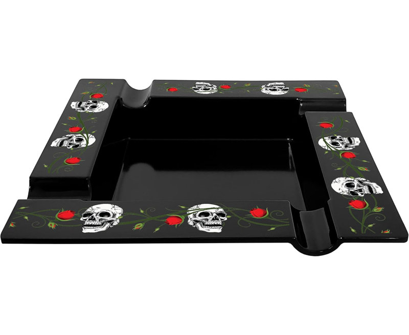 Cendrier cigare Bandera, lourd, crânes et roses