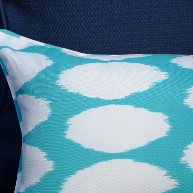 Polyester Euro Square Indoor/Outdoor Pillow Cover & Insert, 16.54" x 16.54" x 6.1", Dot Blue, Cotton