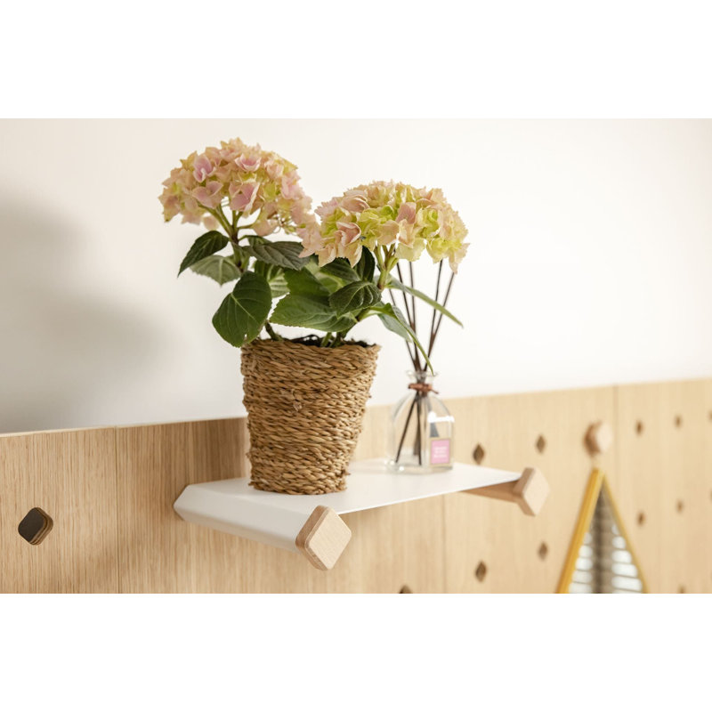 Burzdak Metal Accent Shelf with Adjustable Shelves Pegboard Wall Organizer, Grey