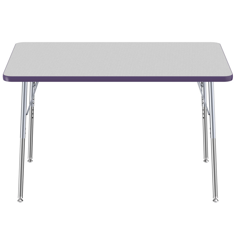 Rectangle Contour Activity Table with Adjustable Legs, Gray/Seafoam/Silver, Standard Swivel Glide, 30" x 48"