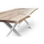 Oak Rectangular Wood Top Dining Table with Steel Base