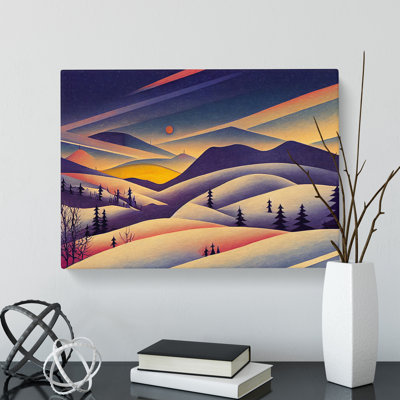 Winter Landscape Scene Abstract - Wrapped Canvas