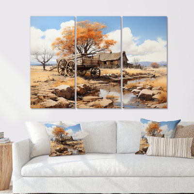 «Old Western Wagon In Nevada - Old American Cart», ensemble de décorations murales