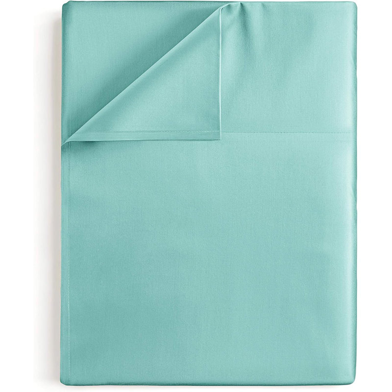 Soft Flat Sheet – Cooling, Breathable & Wrinkle Free Top Sheet, Spa Blue, Twin