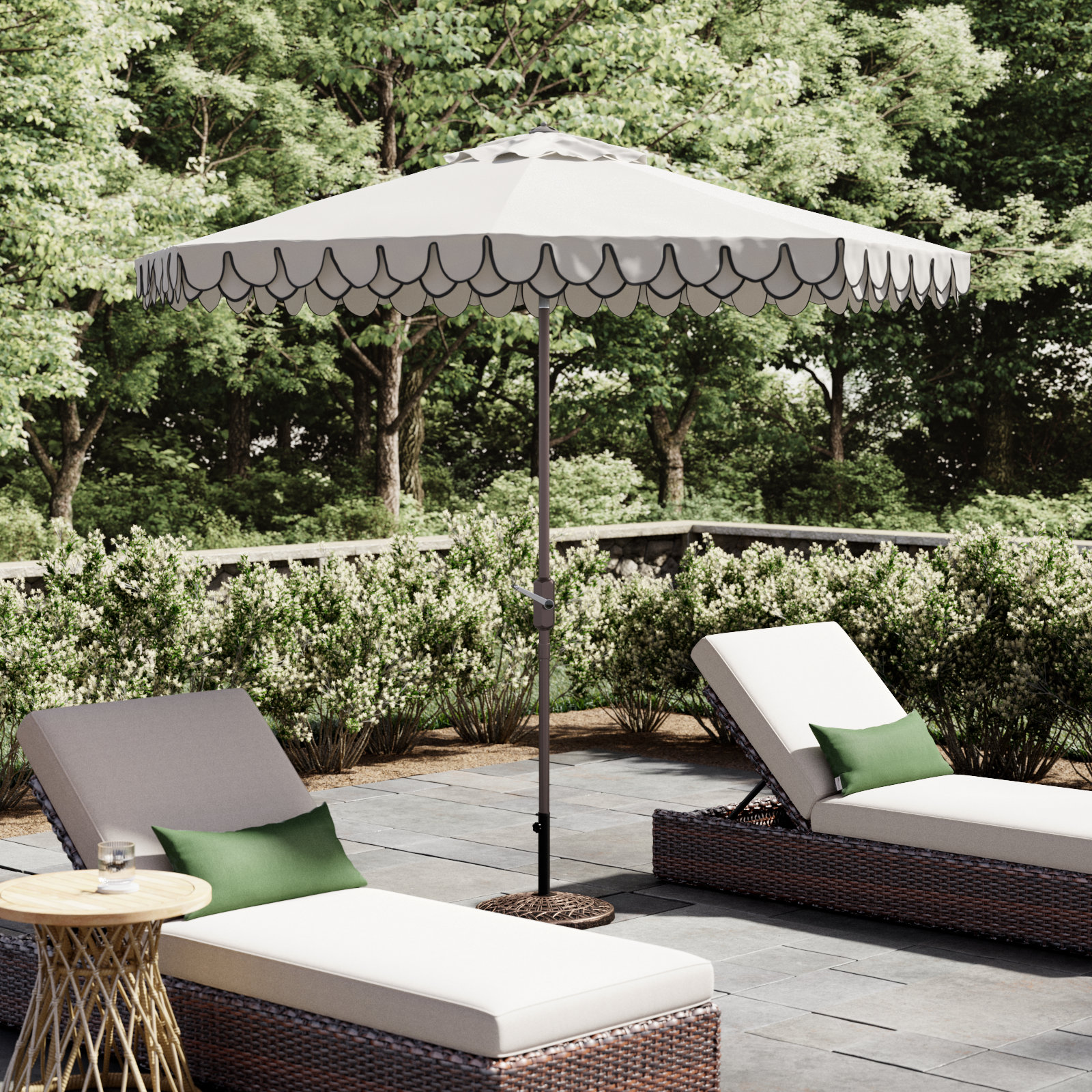Iago Outdoor Umbrella, Ivory/Black, Brown