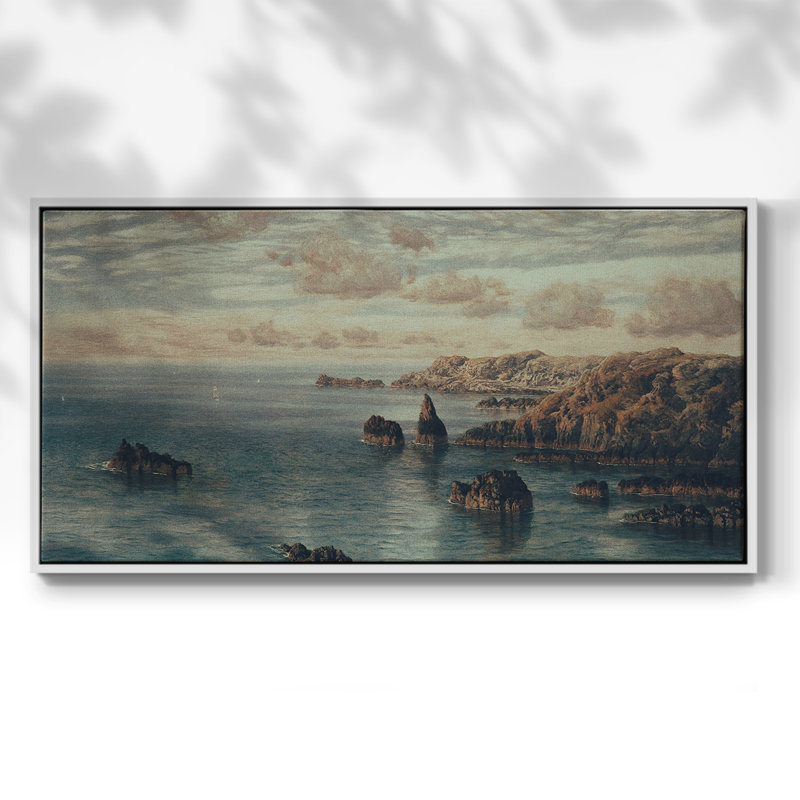 Série paysage - Mxxxv - Toile tendue avec châssis encadré - Prêt à être accroché, H 17 po x l 33 po, Blanc