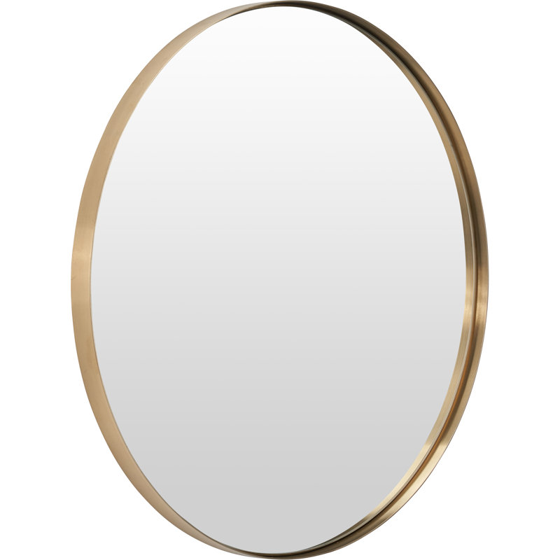 Stainless Steel Round Wall Mirror, 100cm x 100cm, Brushed Gold