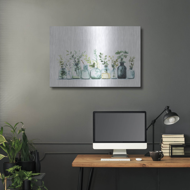 Art mural en métal Winston Porter «Botanical Jars» par Svetlana Aleynikova, H 24 po x l 36 po