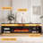 90" Fireplace TV Stand with LED Light and 50" Electric Fireplace, Modern HIgh Glossy Black Media Console with Open Shelf and Storage Cabinet-554935982-562656428