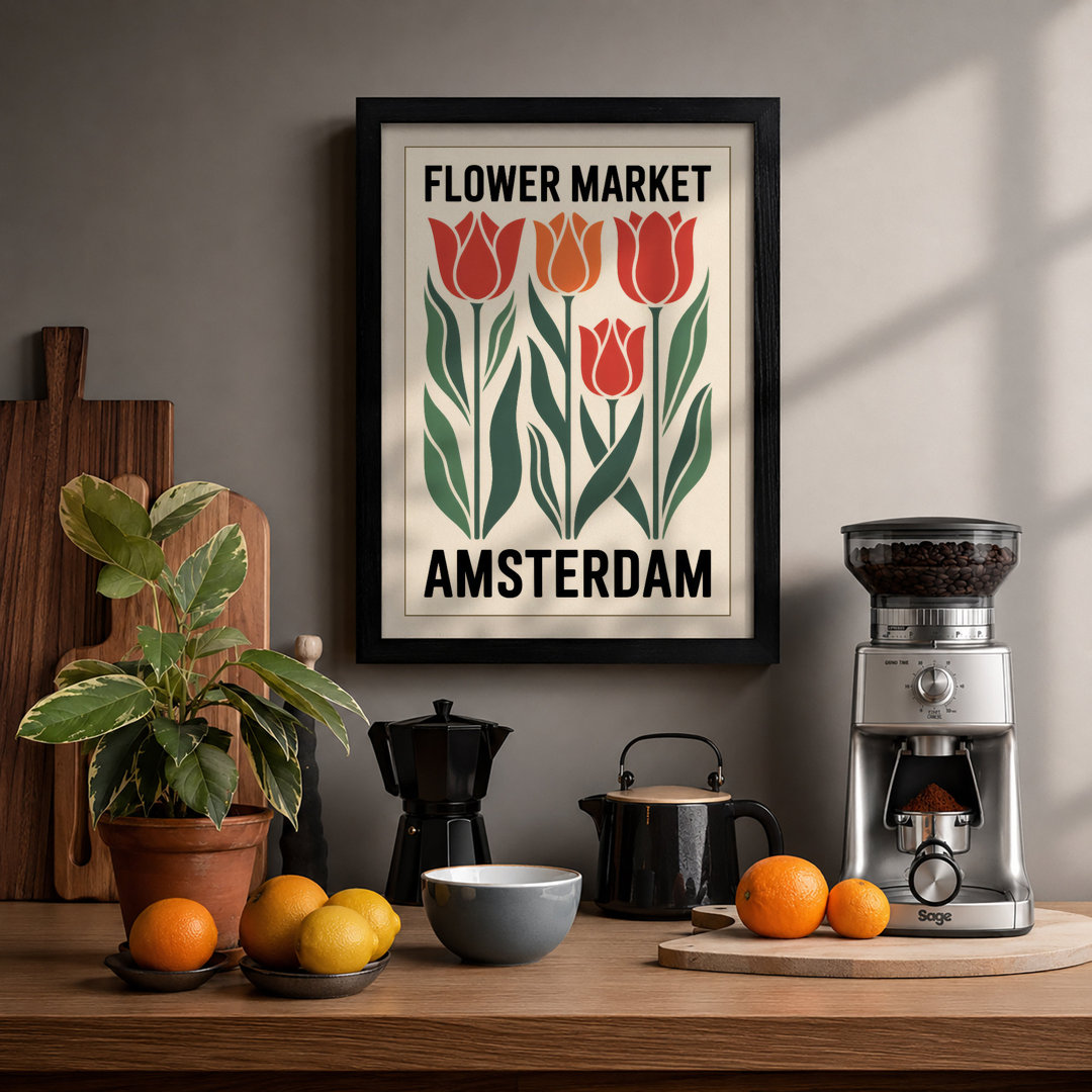 Flower Market Amsterdam Vintage - Framed Print