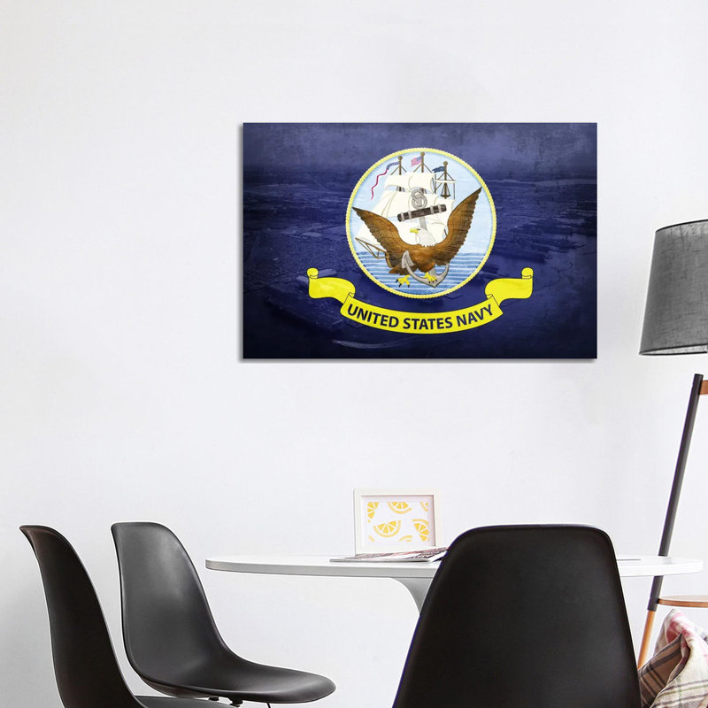 U.S. Navy Flag (Naval Station Norfolk Background) II - Wrapped Canvas Print, 101.6 cm H x 66.04 cm W x 1.91 cm D