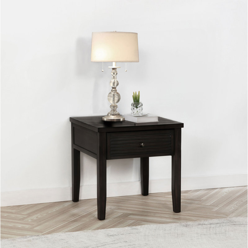 Sutter Distressed Java 1-Drawer Square End Table