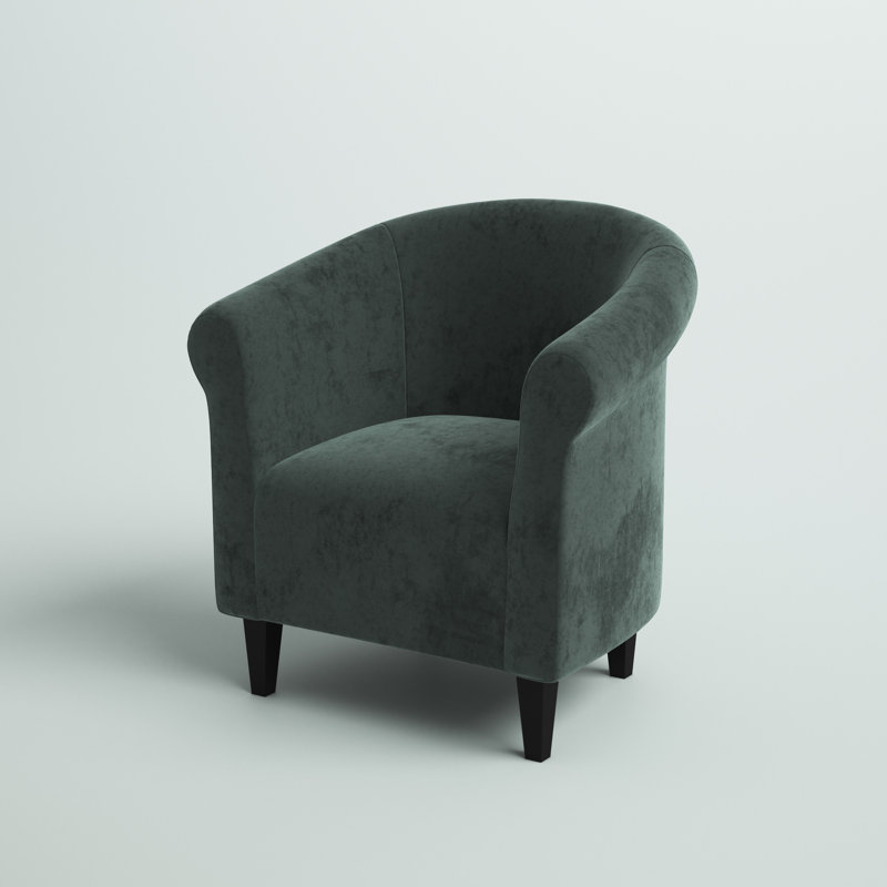 Fauteuil demi-tonneau l 32 po Liam, Microfibre / microsuède étain