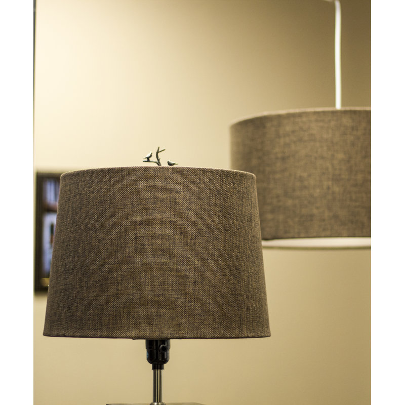 Abat-jour tambour en métal H 10 po x l 5,25 po (araignée), Toile de jute chocolat