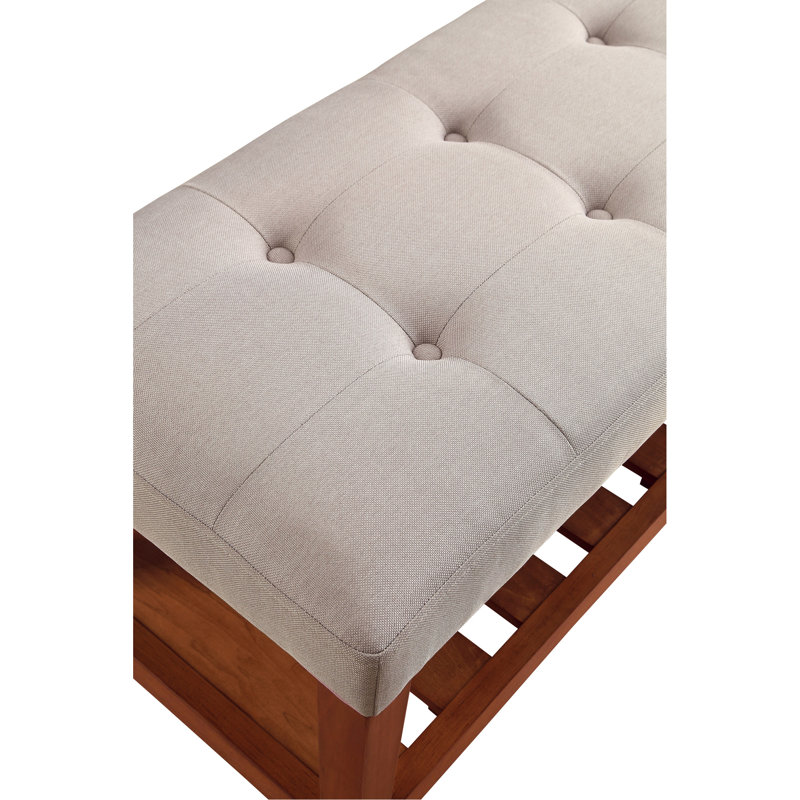 Gray Fabric And Oak Lounge Seat Bench - 40"X16" 18" Height Functional & Elegant Finish Storage 24 Lb Product Weight Practical Furniture