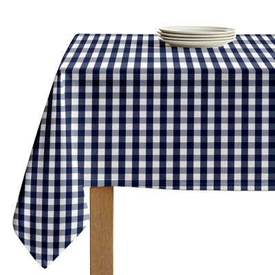 Navy Blue Plaid Checkered Rectangular Tablecloth 120 x 60