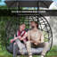 Outsunny Rattan Double Hanging Egg Chair with Canopy Capacity 260 kg Black
