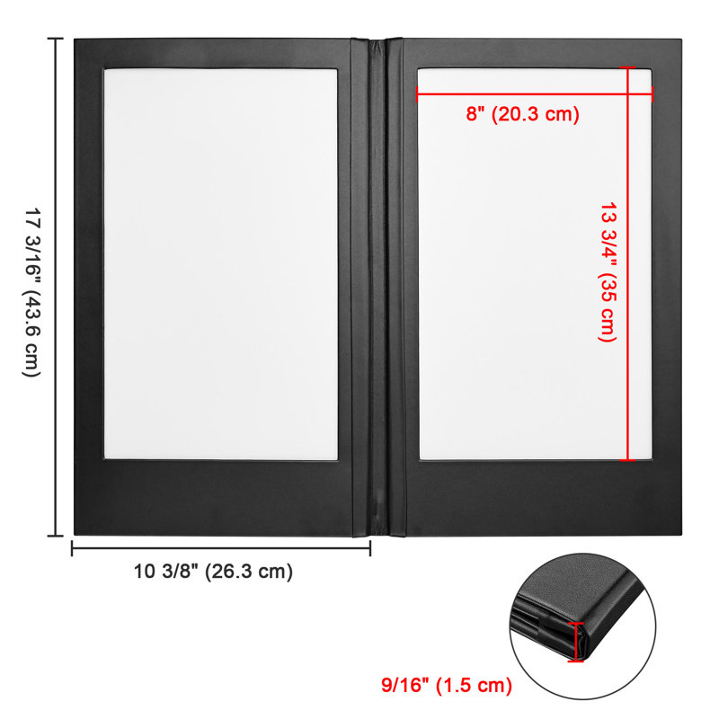 Panneau double WeChef à DEL rétroéclairé avec porte-menu pliable pour papier club 5 po x 11 po, 8,5 po x 14 po - 2 pages