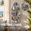 Étagère murale en bois rose et vert, motif planche de surf et feuilles de palmier tropicales (33 x 89 cm), décoration murale de style bord de mer avec motif botanique de feuilles de palmier, idéale pour la chambre, la salle de bain, le salon et le bureau.