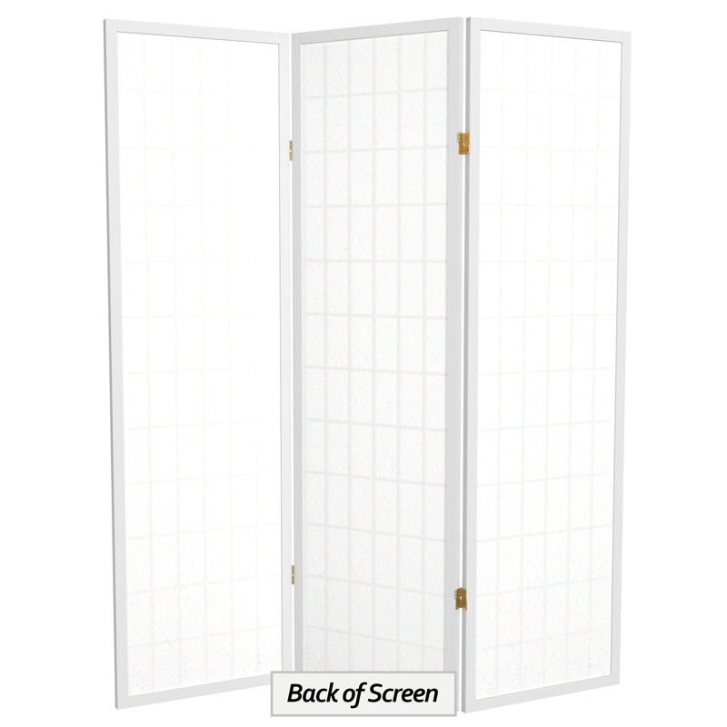 Alex 58.75" Tall Folding Room Divider, White, 3 Panels