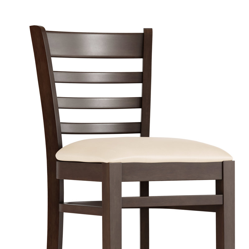 Tabouret de bar de restaurant en bois à dossier d'échelle, Noyer, Tan