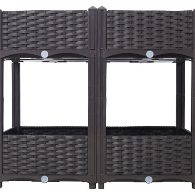 Elevated Garden Box For Outdoor Plants - 31.5"X15.7"X27.7", Brown Polypropylene With Drainage Veggies, Flowers, Herbs Raised 31.5"X15.7"X27.7" Standing Planter Bed