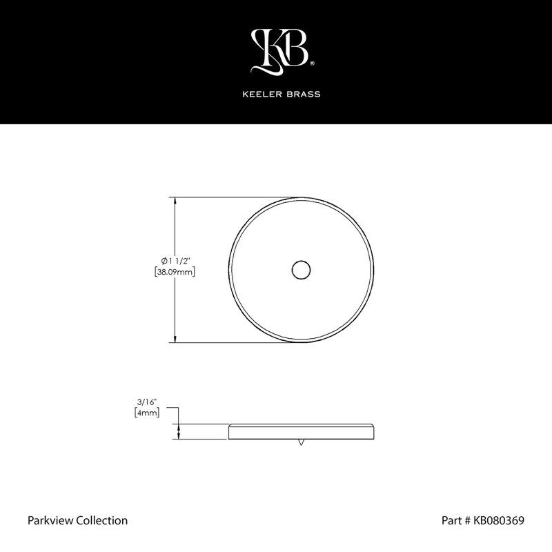 Parkview Collection Knob Backplate - 1-1/2 " Diameter Cabinet Knob - Transitional Hardware for Drawers & Cabinets