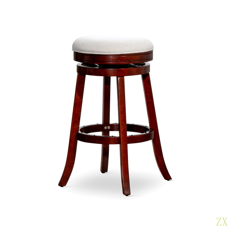Tabouret 30 ", siège en tissu fini, Siège crème / structure cerise