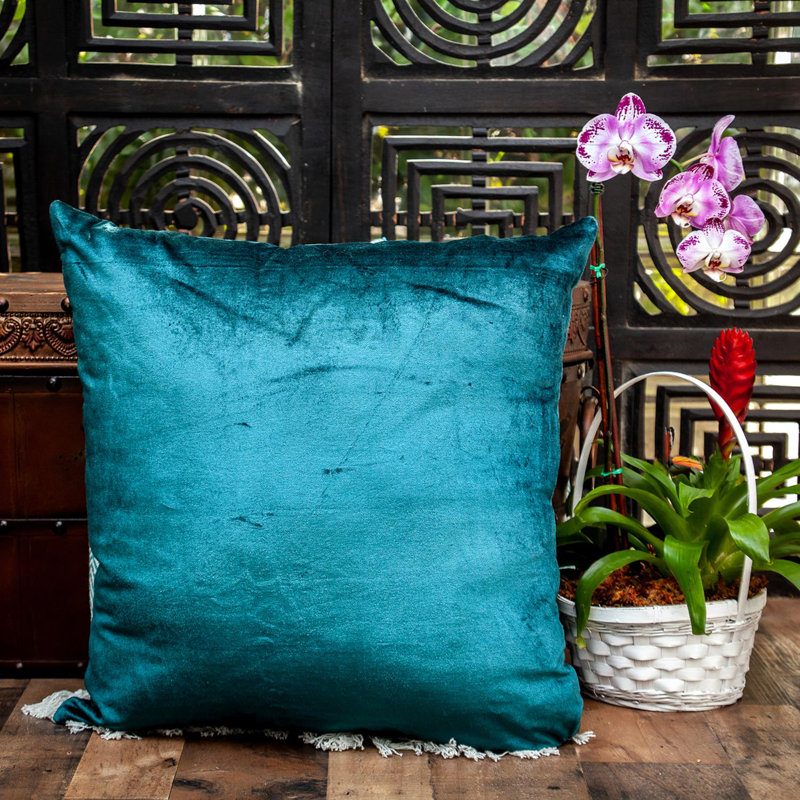 Charcoal Cotton Square Throw Pillow with Polyester Fill