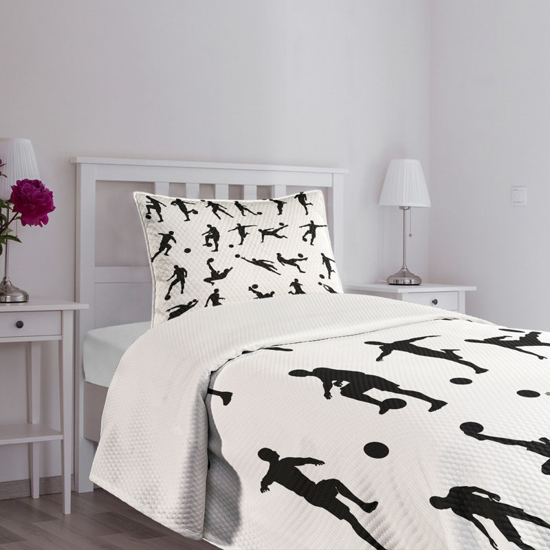 Ambesonne Ambensonne Soccer Bedspread Football White White