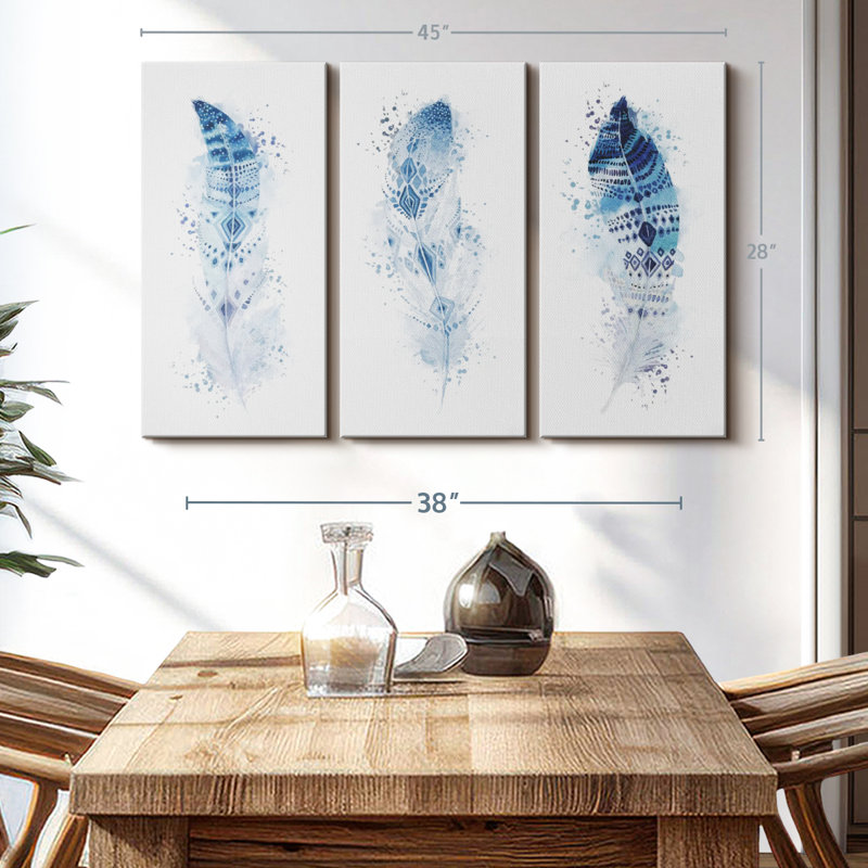 «Feather Ethnic Patterns Splash» sur toile, H 28 po x l 45 po x P 1,25 po