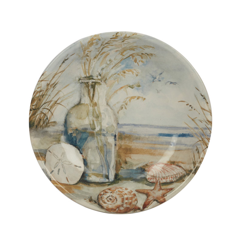 Coastal Landscape Multicolor Ceramic Soup and Pasta Bowls Set