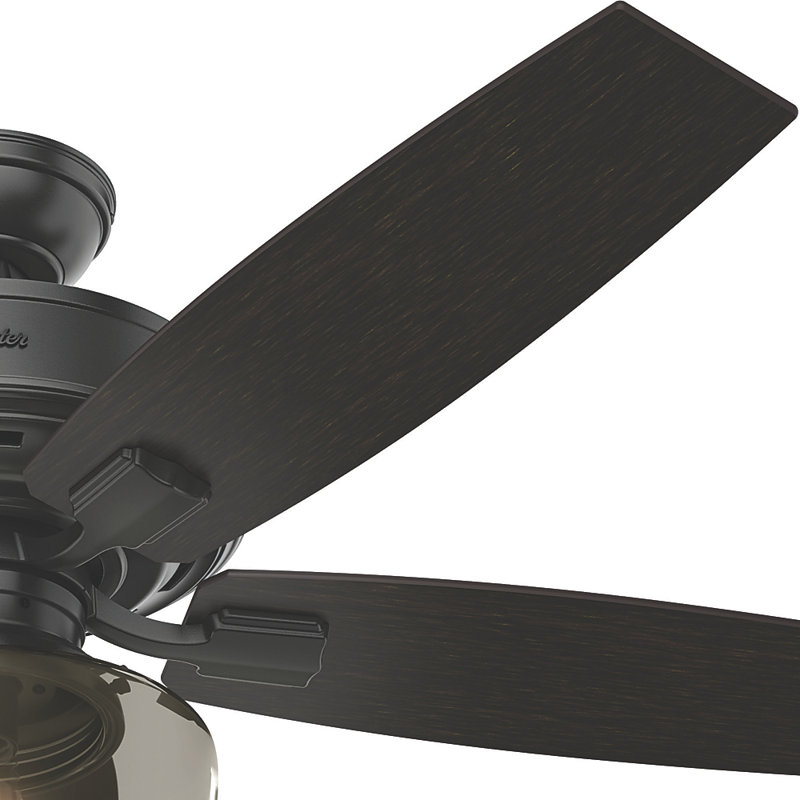 Ventilateur de plafond standard à 5 pales de 52 po Bennett avec lumières et télécommande, Noir mat