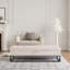 Banc de rangement en velours beige avec base en métal, repose-pieds multifonctionnel de 58,6 pouces-415864349