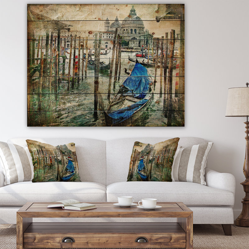 «Beautiful Venice», reproduction d'art, H 30 po x l 40 po x 1,5 po, Bois