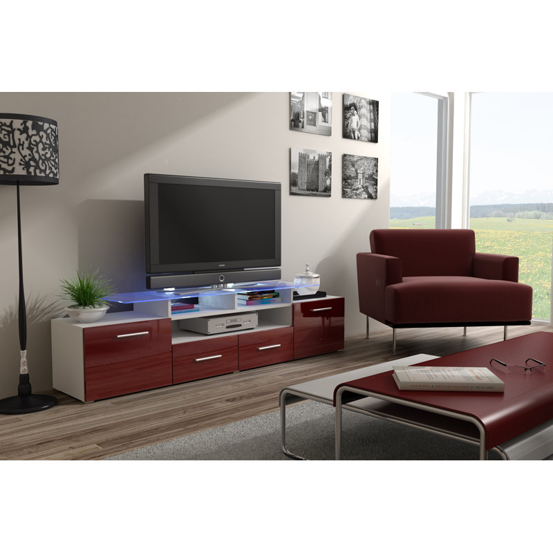 Aliyah-Lilly TV Stand for TVs up to 85", White/Red
