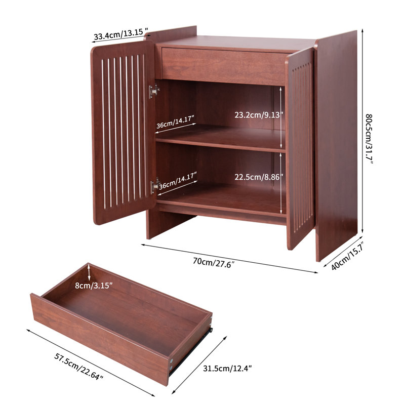 Mid Century Modern Sideboard Buffet Cabinet with Shutter Doors Coffee Bar Space