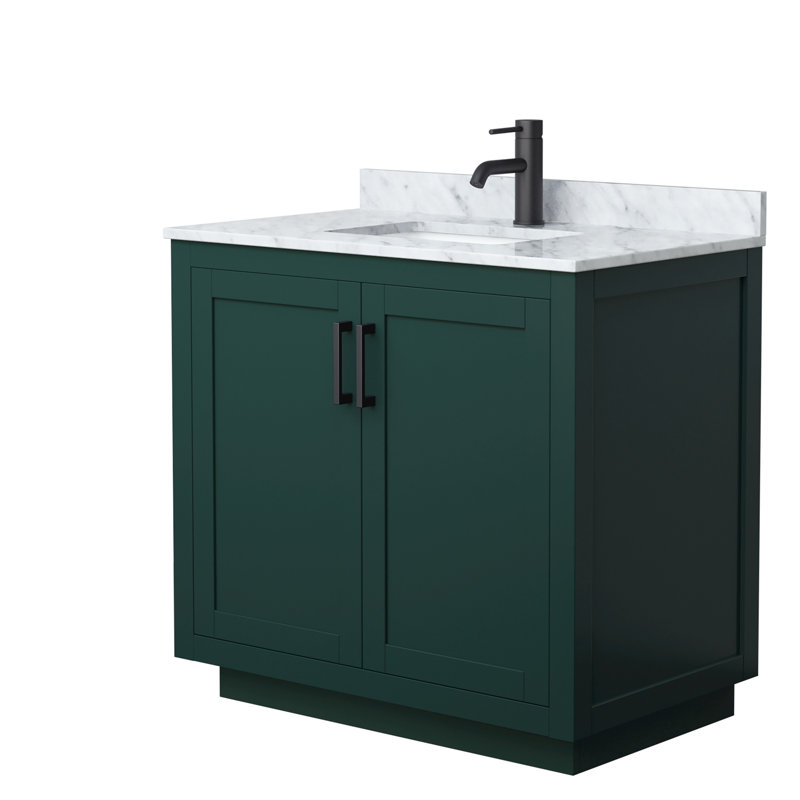 Miranda 36" Green Freestanding Bathroom Vanity with Marble Top