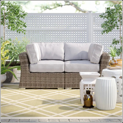 Fully Assembled 66-Inch Outdoor Wicker Loveseat With Comfortable And Durable Olefin Cushions, Perfect For Porches And Patios