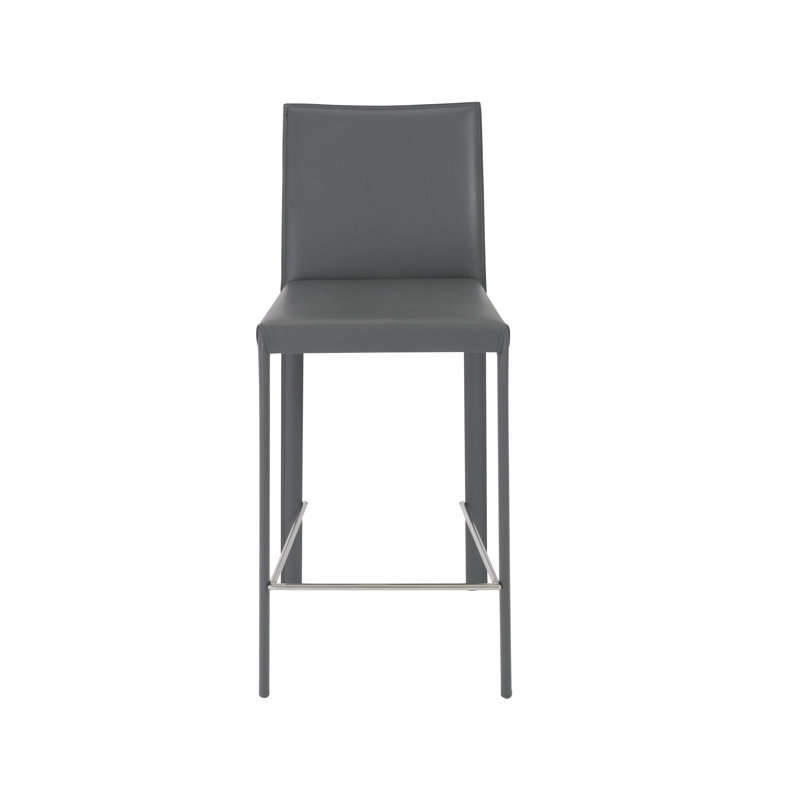 Gilson Upholstered Counter Stool, Grey Faux Leather, Counter Stool (26" Seat Height)