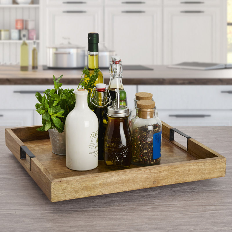 Plateau de service Gourmet Basics par Mikasa Lazy Susan, 18 po, carré mangue
