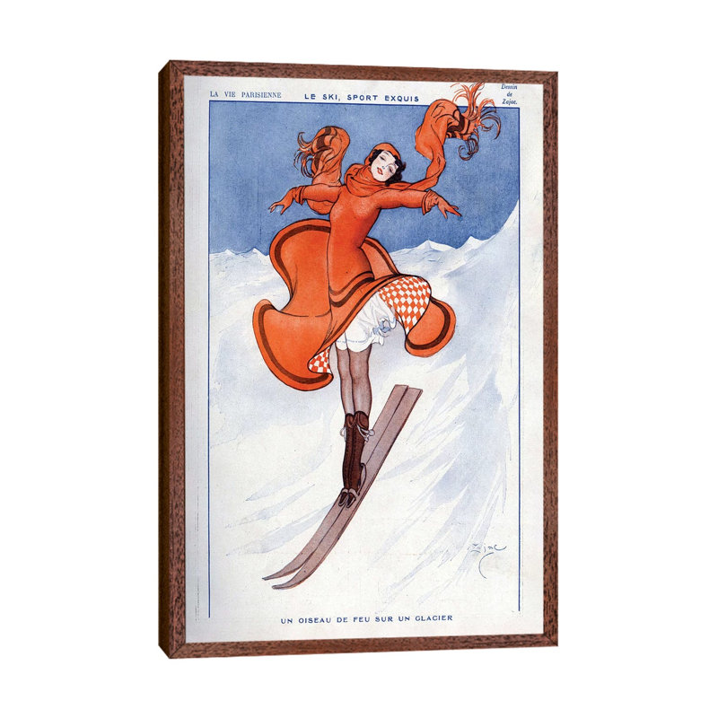 1922 La Vie Parisienne Magazine Plate - Print on Canvas, 66.04cm H x 45.72cm W x 3.81cm D, Classic Brown Wood Floater Framed