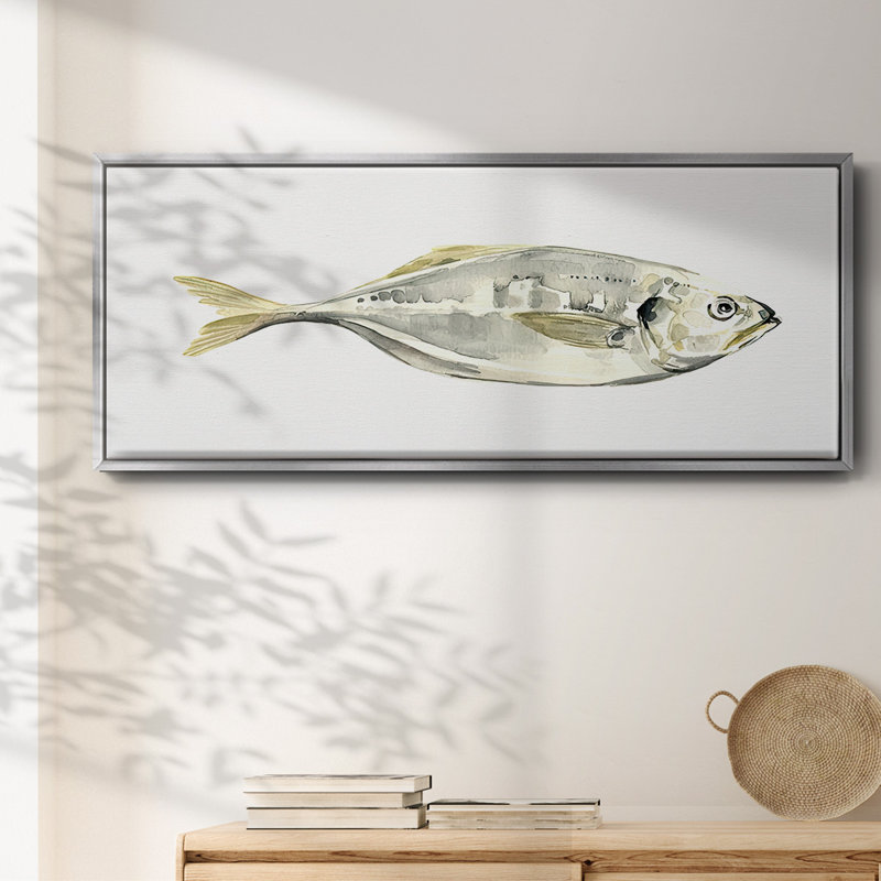 Silver Fish III- Framed Canvas, 24" H x 60" W
