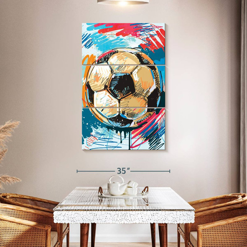 " Fun Soccer Ball " by Logic Nerds 3 - Pieces, 50" H x 32" W x 1.25" D