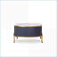 Table basse moderne en pierre frittée blanche / grise avec détails dorés