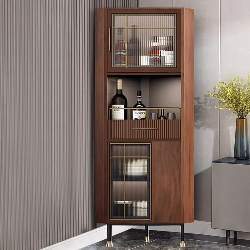 Armoire de coin en bois manufacturé noyer, Noyer