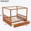 Lit à baldaquin en bois avec tiroirs de rangement-389507948-389507950