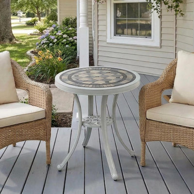 Round Metal Outdoor End Table , 23.82'' in. W 23.82'' in. D