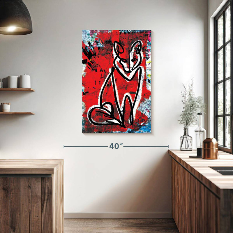 Renard Brampt abstrait, H 39 po x l 26 po