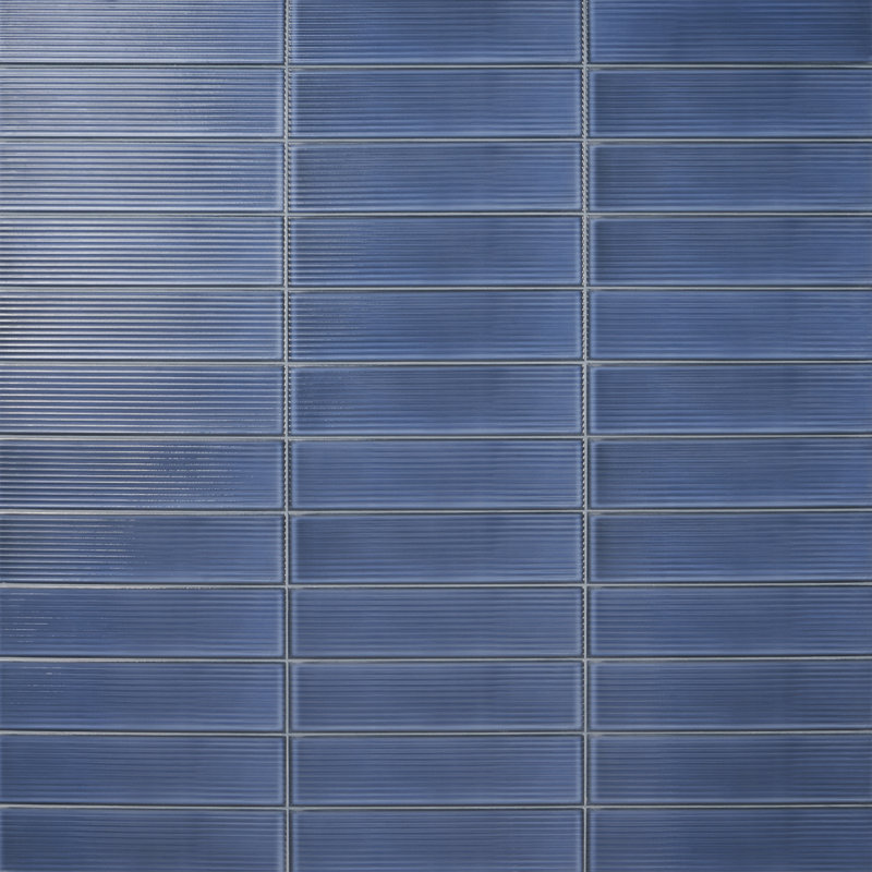 Stacy Garcia Olimar Grooved 4" x 16" Polished Porcelain Subway Wall Tile (7.74 Sq. Ft. / Case), Denim